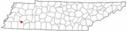 Location of Toone, Tennessee