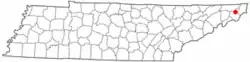 Location of Watauga, Tennessee