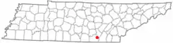Location of Whitwell, Tennessee