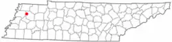 Location of Yorkville, Tennessee