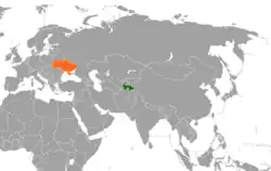نقشهٔ مکاننمای Tajikistan و Ukraine