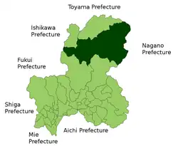 موقعیت Takayama در استان گیفو
