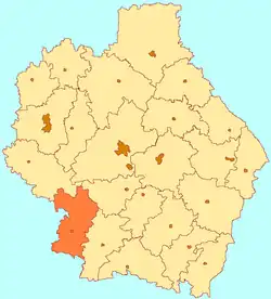 Location of Mordovsky District in Tambov Oblast