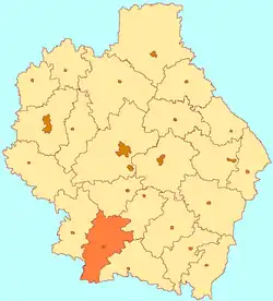 Location of Tokaryovsky District in Tambov Oblast