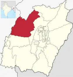 Location of Tamenglong district in Manipur