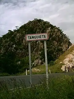 Entry sign for Tanguieta, Benin (coming from ناتیتینگو، بنین), 2007