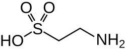 تائورین،  a bile acid, and one of the few naturally occurring sulfonic acids (shown in uncommon توتومر).