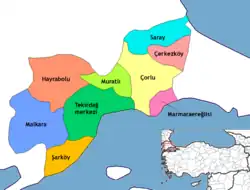 شهرستانهای استان تکیرداغ