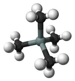 Ball and stick model of tetramethylsilane