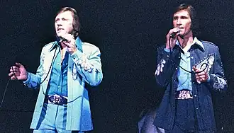 The Righteous Brothers performing at Knott's Berry FarmBobby Hatfield (left) and Bill Medley (right)