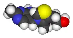 Spacefill model of thiamine of the cation in thiamine