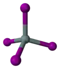 Ball-and-stick model of the tin(IV) iodide molecule