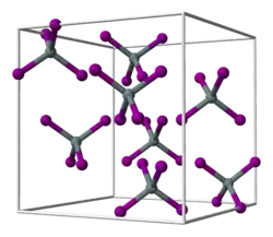 Ball-and-stick model of the unit cell of tin tetraiodide