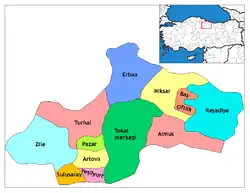 Location of Niksar within Turkey.