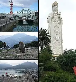 Clockwise from top left:Dofuchi Strait, Big Kannon statue in Bushi Temple, Tonoshō Port, Chōshi Gorge