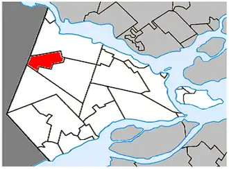 Location within Vaudreuil-Soulanges Regional County Municipality.