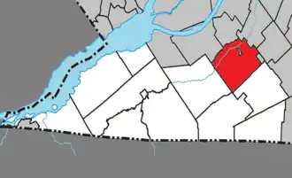 Location within Le Haut-Saint-Laurent Regional County Municipality.