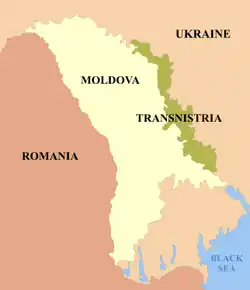 Map showing Transnistria in Moldova