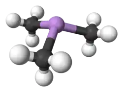 Ball and stick model of trimethylarsine