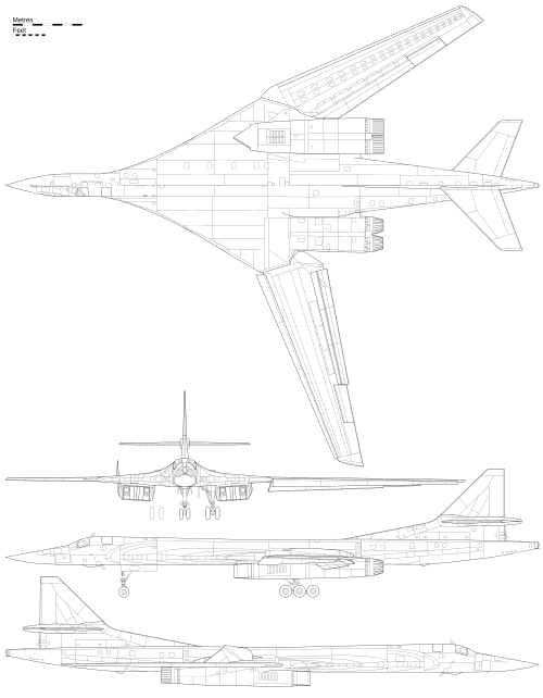 Orthographic projection of the Tupolev Tu-160