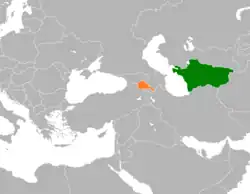 نقشهٔ مکان‌نمای Turkmenistan و Armenia