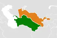 نقشهٔ مکان‌نمای Turkmenistan و Uzbekistan