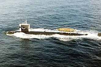 USS Pintado (SSN-672) with DSRV-1 Mystic behind the sail