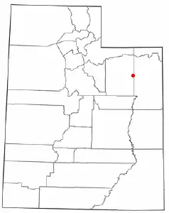 Location of Roosevelt, Utah
