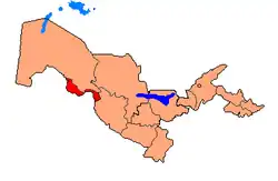 جایگاه ولایت خوارزم بر روی نقشه ازبکستان