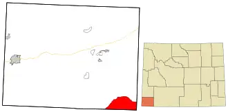 Location in شهرستان یونیتا، وایومینگ and the state of وایومینگ