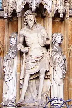 Man of Sorrows on the main portal of کلیسای اولم by Hans Multscher, 1429