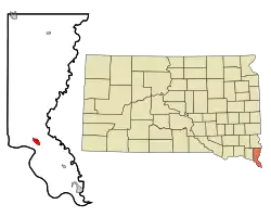 Location in Union County and the state of داکوتای جنوبی
