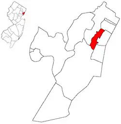 اونیون سیتی پررنگ شده در شهرستان یونیون. Inset: موقعیت شهرستان یونیون پررنگ شده در ایالت نیوجرسی.