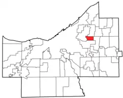 Location of University Heights in Cuyahoga County