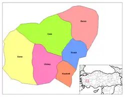 Location of Uşak within Turkey.