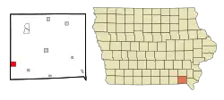 Location of Milton, Iowa