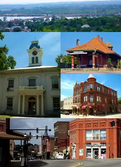 Clockwise, from top: US 71 bridge over the رود آرکانزاس, Van Buren Train Depot, Crawford County Bank Building, Main Street in the Van Buren Historic District, Crawford County Courthouse
