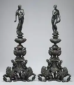 جلوه‌های Andiron با ونوس و (?) مارس. طراحی جیرولامو کامپاگنا، احتمالاً ساخته شده در قرن هفدهم. ارتفاع ۴۴&nbsp;۱⁄۲ اینچ (۱۱۳ سانتیمتر)