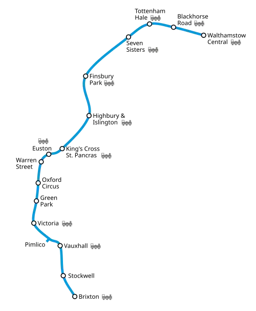 Geographically accurate map of the Victoria line