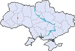 Map of Ukraine with Volochysk highlighted