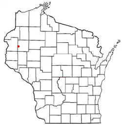 Map indicating location of Turtle Lake in Wisconsin