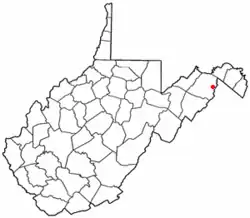 Location of Capon Bridge in West Virginia
