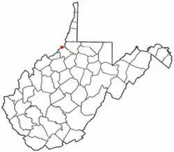 Location of Paden City, West Virginia