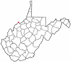 Location of Williamstown, West Virginia