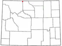 Location of Frannie, Wyoming