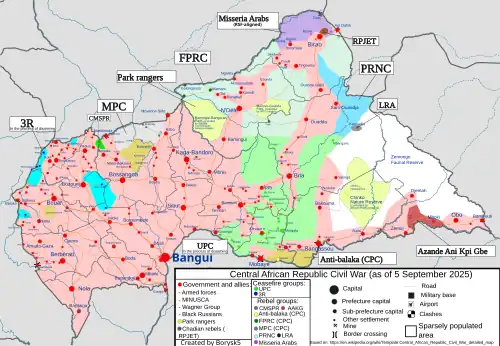 Current military situation in Central African Republic: