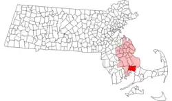 Location in Plymouth County in Massachusetts