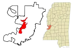 Location of Vicksburg in شهرستان وارن، میسیسیپی