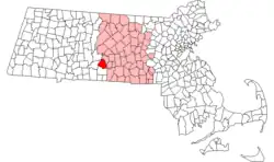 Location in Worcester County in Massachusetts