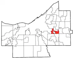 Location of Warrensville Heights in Cuyahoga County